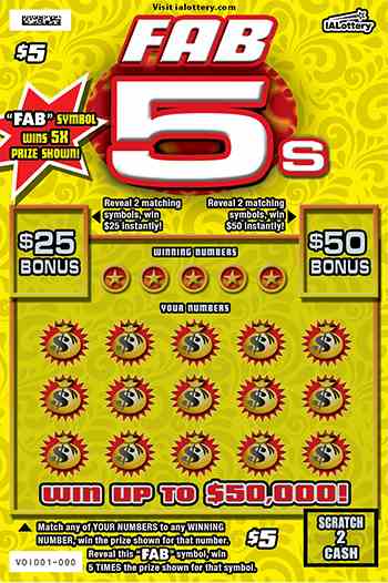 Fab 5S scratchcard - game number #794 - front
