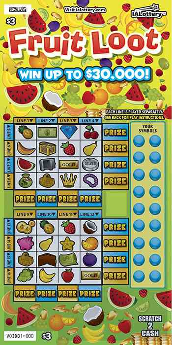 Fruit Loot scratchcard - game number #672 - front