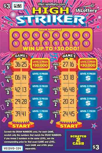 High Striker scratchcard - game number #707 - front