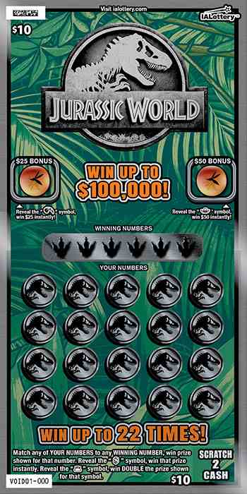 JURASSIC WORLD scratchcard - game number #743 - front
