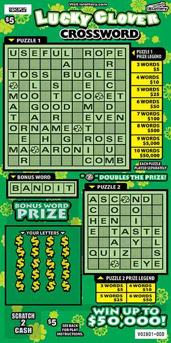 Lucky Clover Crossword scratchcard - game number #777 - front