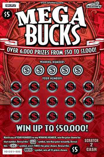 Mega Bucks scratchcard - game number #796 - front
