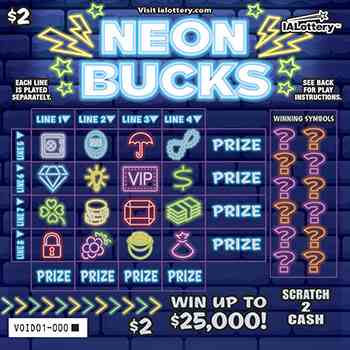 Neon Bucks scratchcard - game number #656 - front