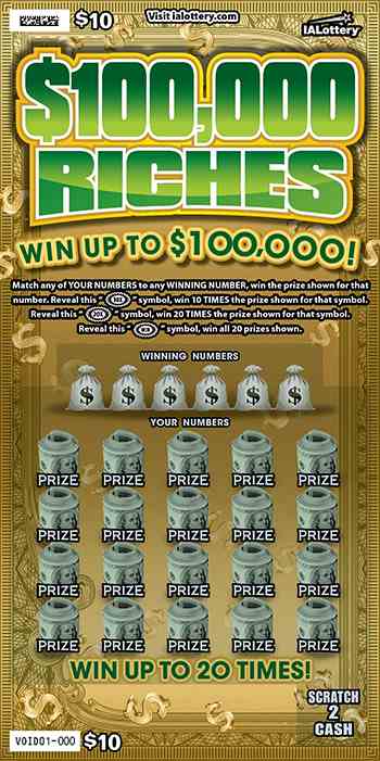New!$100,000 Riches scratchcard - game number #786 - front