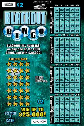 New!Blackout Bingo scratchcard - game number #792 - front