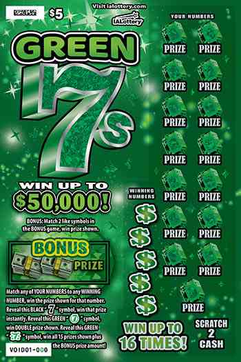 New!Green 7S scratchcard - game number #805 - front