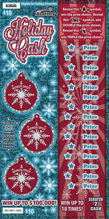 New!Holiday Cash scratchcard - game number #810 - front