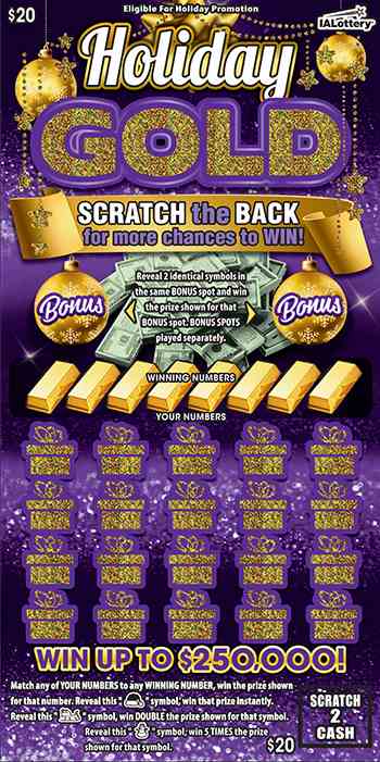 New!Holiday Gold scratchcard - game number #768 - front
