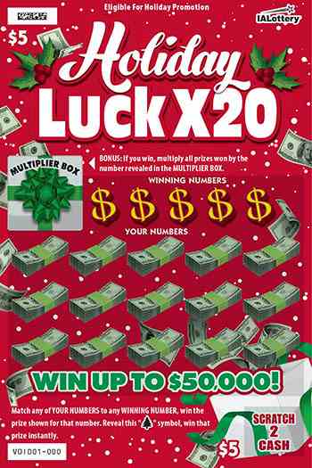 New!Holiday Luck X20 scratchcard - game number #809 - front