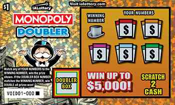 New!Monopoly Doubler scratchcard - game number #779 - front