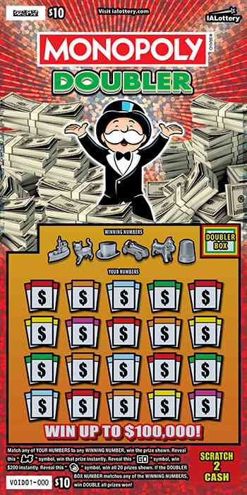 New!Monopoly Doubler scratchcard - game number #782 - front