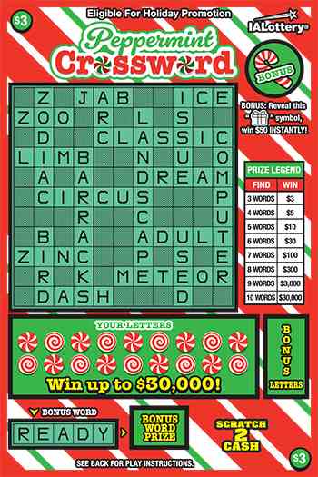 New!Peppermint Crossword scratchcard - game number #763 - front