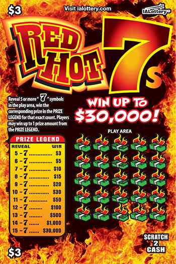New!Red Hot 7S scratchcard - game number #754 - front