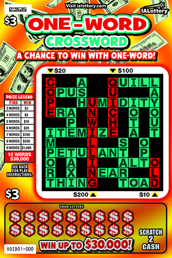One-Word Crossword scratchcard - game number #813 - front