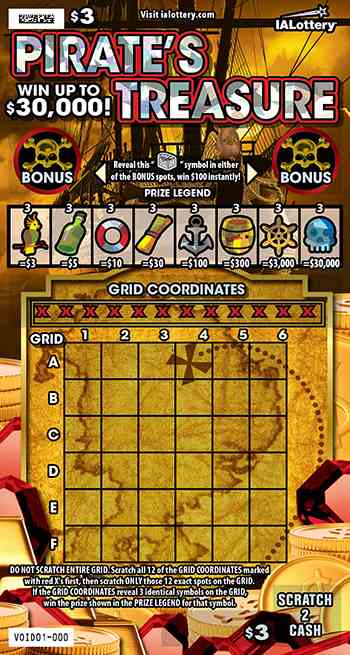 Pirate's Treasure scratchcard - game number #784 - front