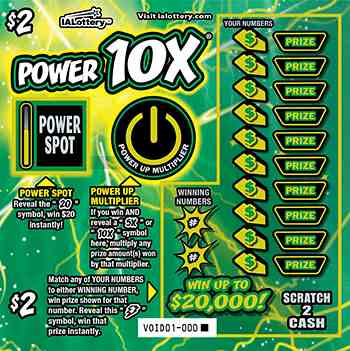 Power 10X® scratchcard - game number #727 - front
