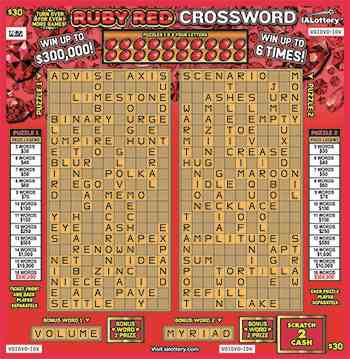 Ruby Red Crossword  scratchcard - game number #650 - front
