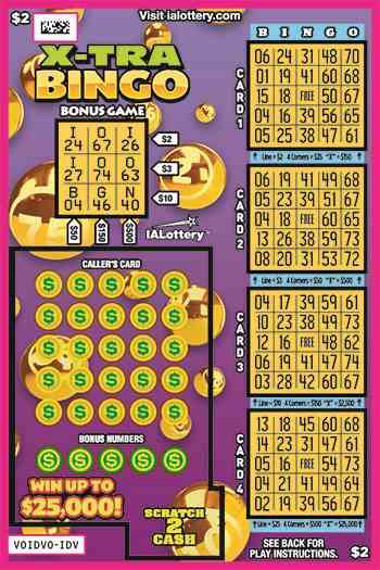 Xtra Bingo scratchcard - game number #645 - front