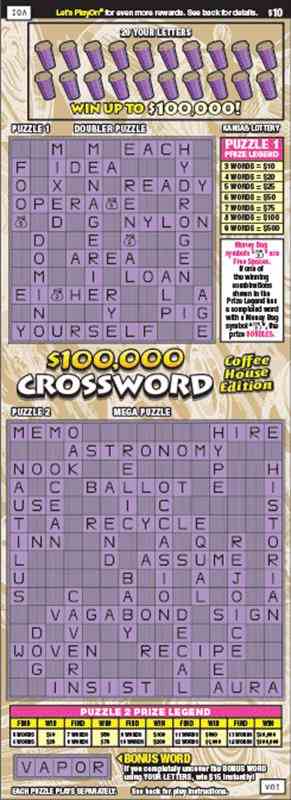 $100,000 Crossword scratchcard - game number #306 - front