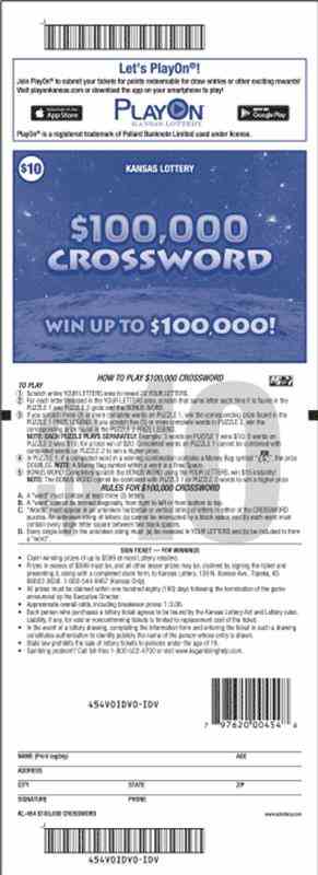 $100,000 Crossword scratchcard - game number #454 - back