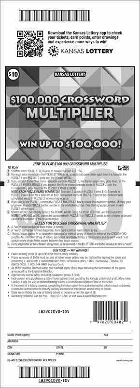 $100,000 Crossword Multiplier scratchcard - game number #482 - back