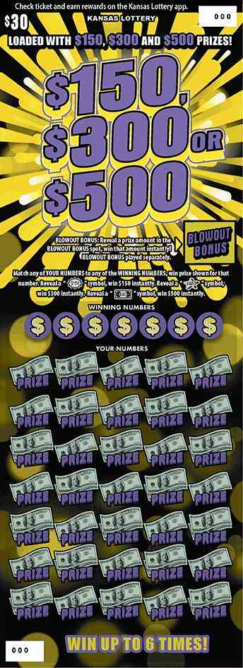 $150, $300 Or $500 scratchcard - game number #489 - front