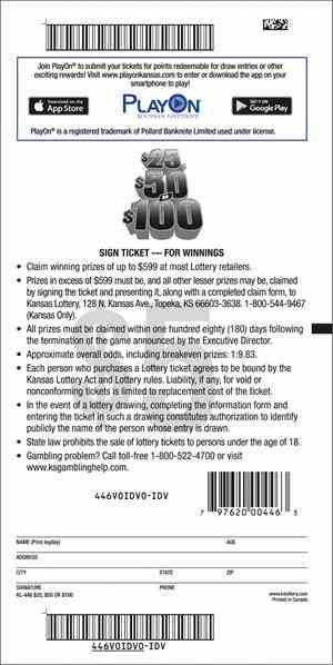 $25, $50 Or $100 scratchcard - game number #446 - back