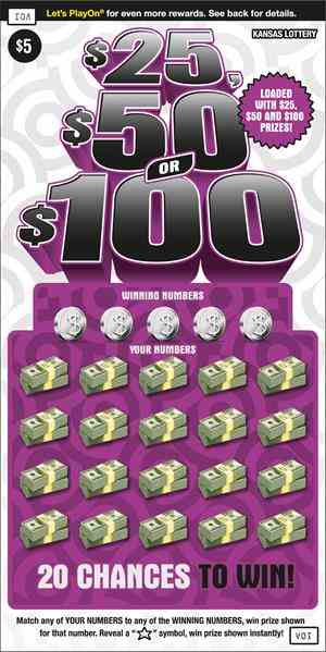 $25, $50 Or $100 scratchcard - game number #446 - front