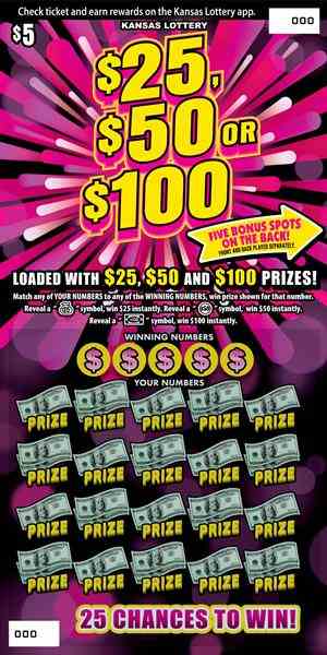 $25, $50 Or $100 scratchcard - game number #473 - front