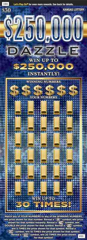 $250,000 Dazzle scratchcard - game number #262 - front