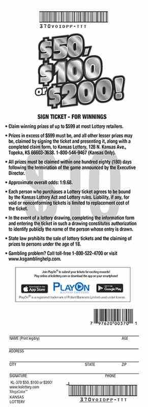 $50, $100 Or $200! scratchcard - game number #370 - back