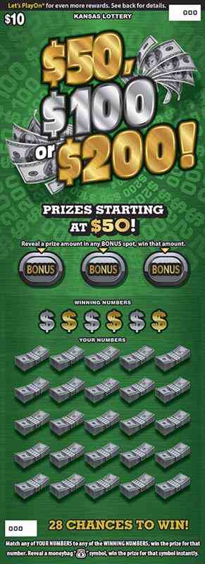 $50, $100 Or $200! scratchcard - game number #370 - front