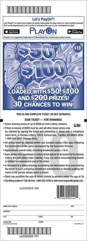 $50 $100 Or $200 scratchcard - game number #442 - back