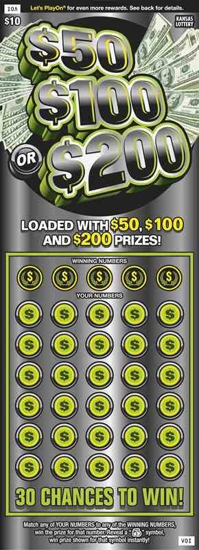 $50, $100 Or $200 scratchcard - game number #442 - front