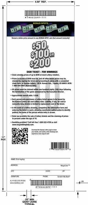 $50, $100 Or $200 scratchcard - game number #474 - back