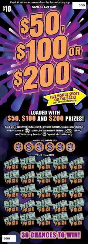 $50, $100 Or $200 scratchcard - game number #474 - front