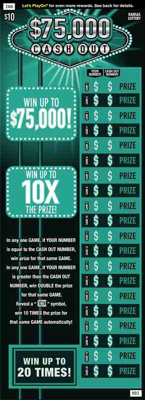 $75,000 Cashout scratchcard - game number #264 - front