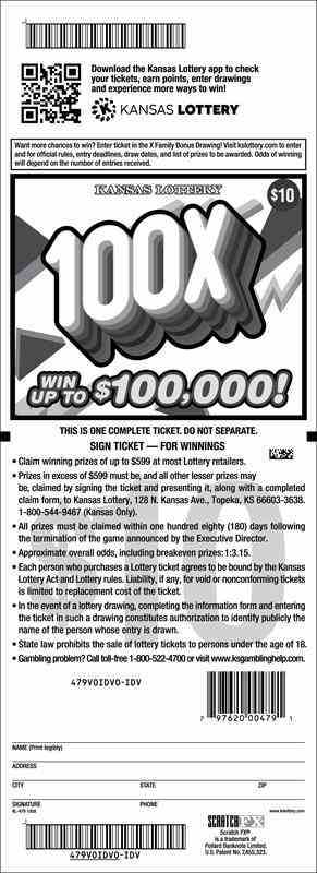 100X scratchcard - game number #479 - back