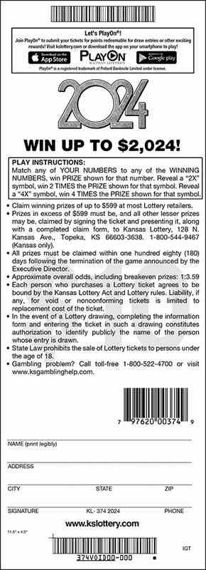 2024 scratchcard - game number #374 - back