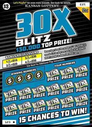 30X Blitz scratchcard - game number #312 - front