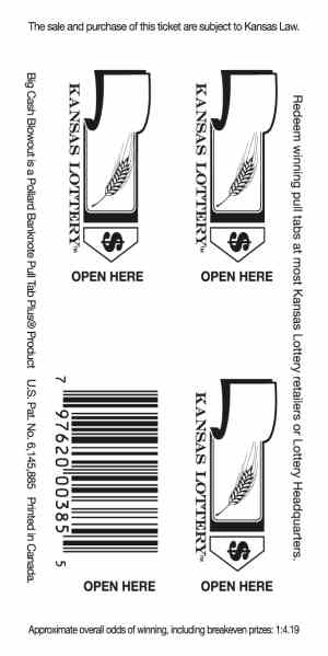 Big Cash Blowout scratchcard - game number #385 - back