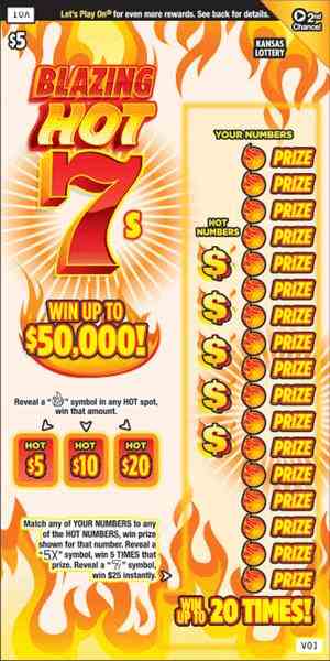 Blazing Hot 7S scratchcard - game number #437 - front