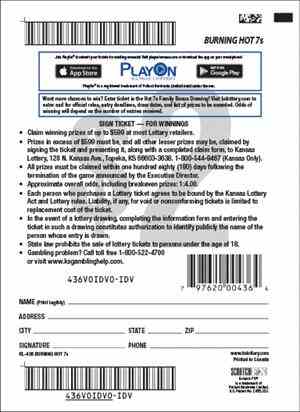 Burning Hot 7S scratchcard - game number #436 - back