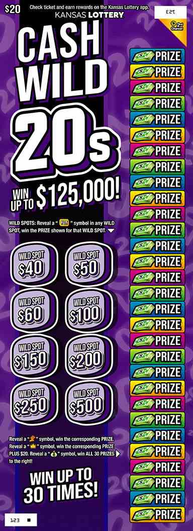 Cash Wild 20S scratchcard - game number #486 - front