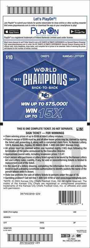 Chiefs scratchcard - game number #397 - back