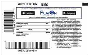 Diamond Dash scratchcard - game number #402 - back