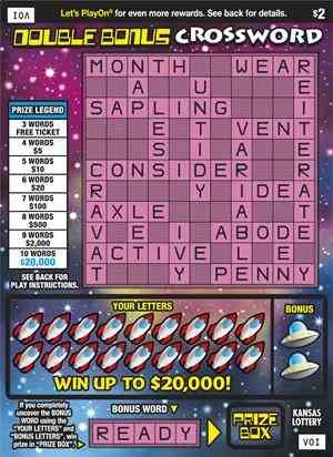 Double Bonus Crossword scratchcard - game number #386 - front