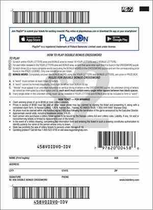 Double Bonus Crossword scratchcard - game number #458 - back