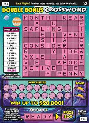 Double Bonus Crossword scratchcard - game number #458 - front