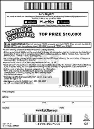 Double Doubler scratchcard - game number #411 - back